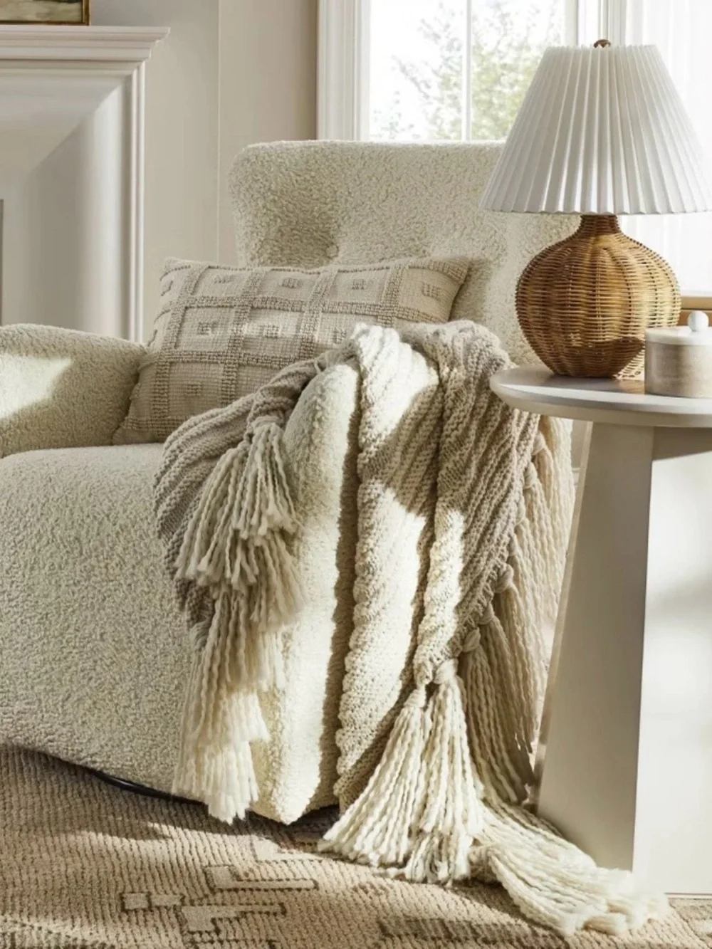 Natural Wicker Woven Table Lamp Brown Threshold™ designed with Studio McGee NEW